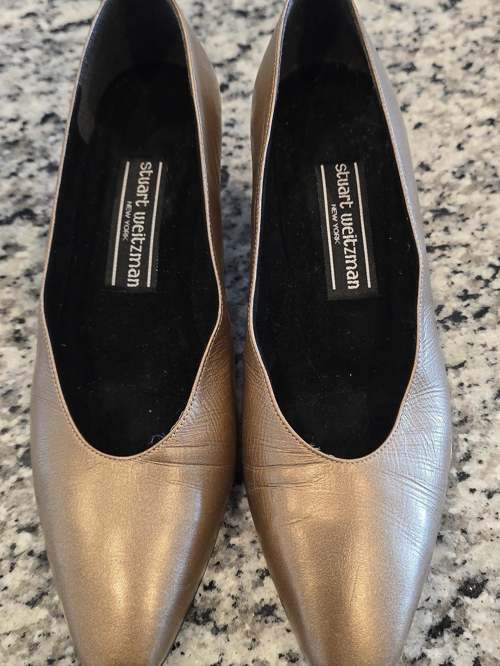 Stuart Weitzman Metallic Bronze Pointed Ballet Flats